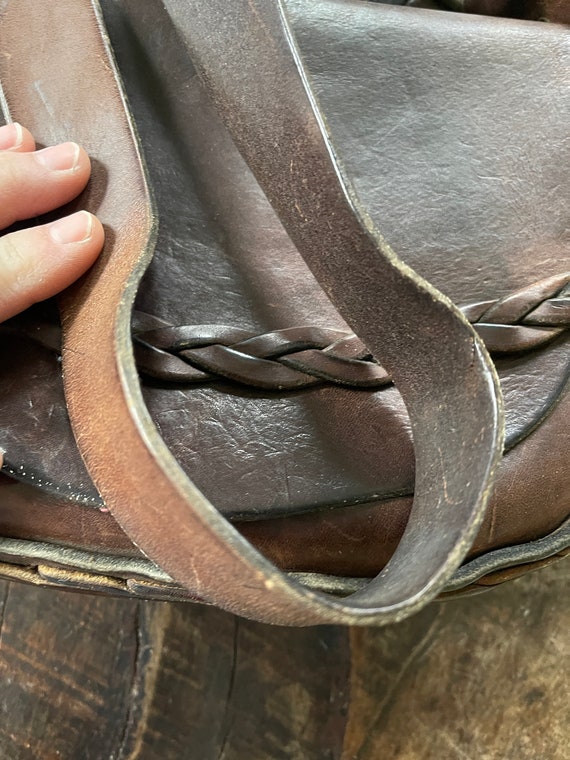 Vintage Oiled Leather Boho Shoulder Handbag - image 10