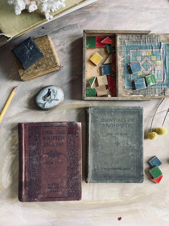 1915 & 1917 Pair of School Books Oral and Written English and Essentials of Arithmetic