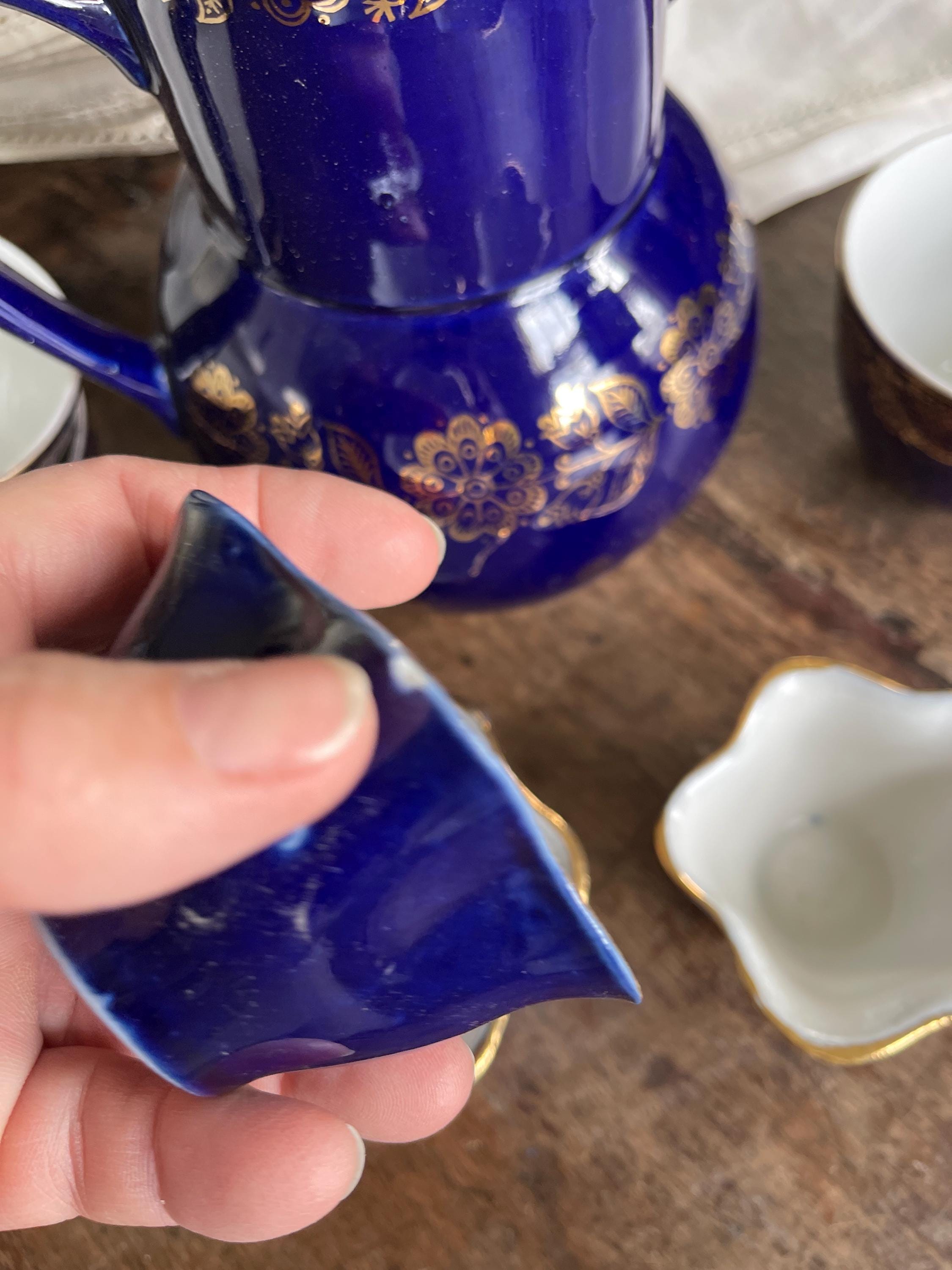 クリアランス - ヴィンテージコバルトブルーティーポットシリーズ7点