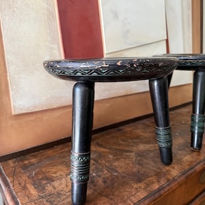 Pair of Attributed Ettore Zaccari Coffee Table Stools Organic  Wood Accent Stools 11.25 Inches Tall c1910