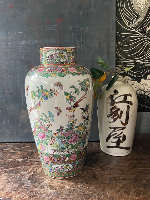 Large Oversized Vintage Chinese Famille Rose Vase