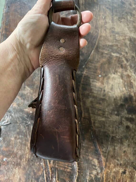 Vintage Oiled Leather Boho Shoulder Handbag - image 5