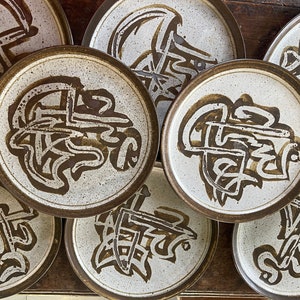 Set of Eight (8) MCM Danish Abstract Pottery Plates