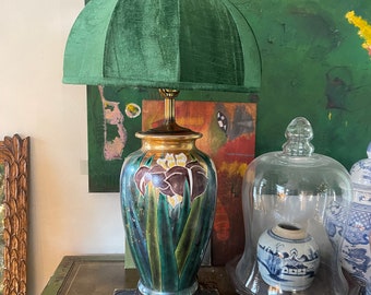 Vintage Enamel Painted Iris Lamp