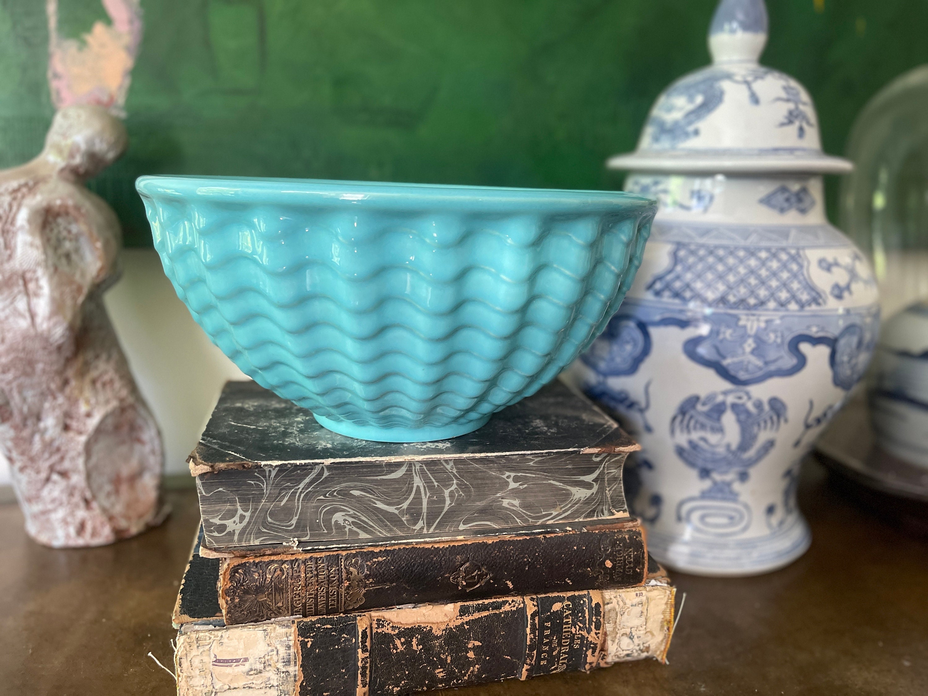 Vintage Gladding Mcbean 1930s Turquoise Pottery Mixing Bowl - Etsy
