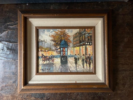 1960s Framed Street Scene Painting