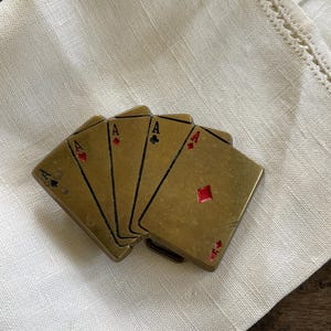 Vintage Baron Brass Poker Ace Card Belt Buckle 1980s