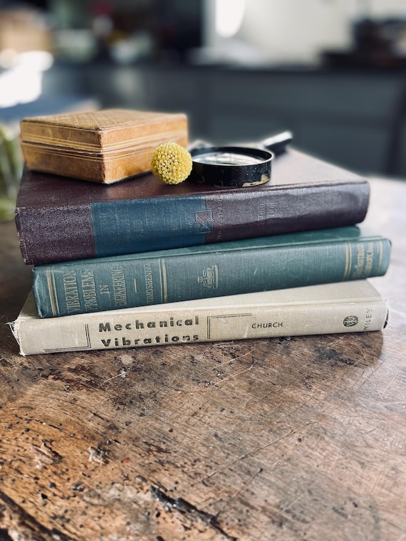 Set of Three Mid Century Engineering Text Books on Mechanical Vibrations and Machines
