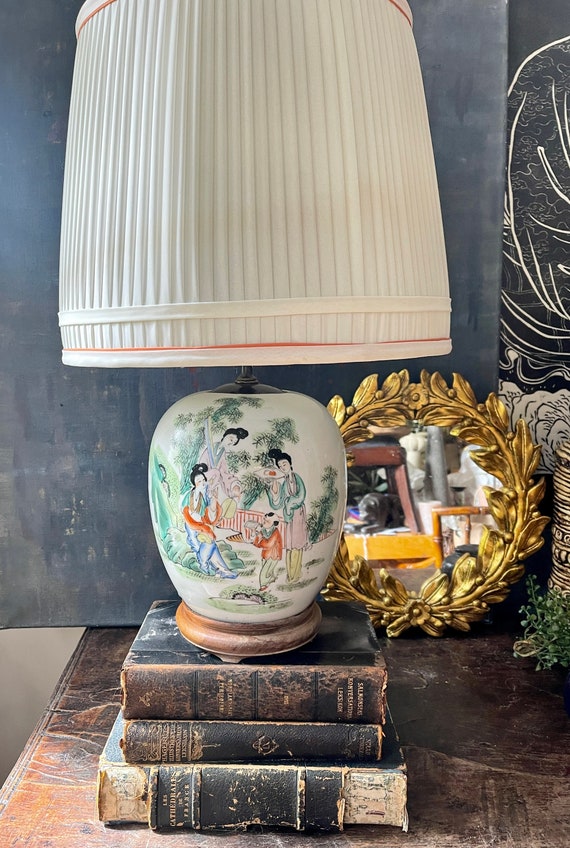 Vintage Asian Stoneware Lamp by Lang Levin Chicago