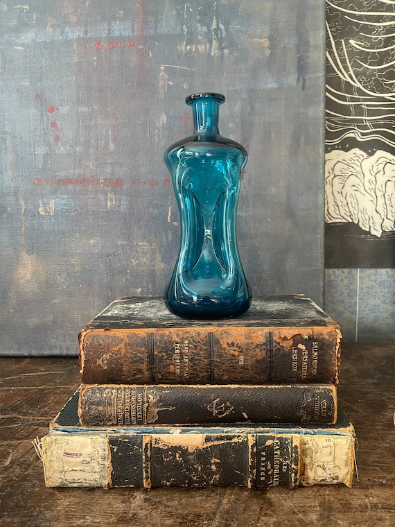 Vintage Scandinavian Turquoise Glass Vase by Holmegaard