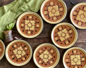 Set of Eight (8) Vintage Japanese Noritake Folkstone in Safari Stoneware 8” Plates