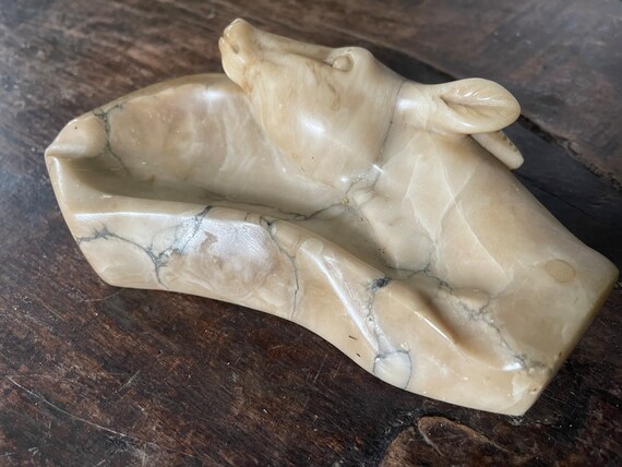 Vintage Alabaster Antelope Ashtray
