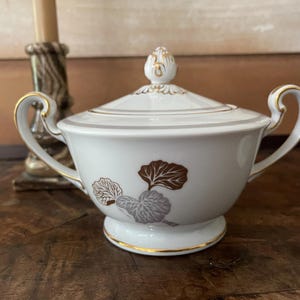 Vintage Noritake Geranium Burgundy and Gray Creamer and Sugar Bowl