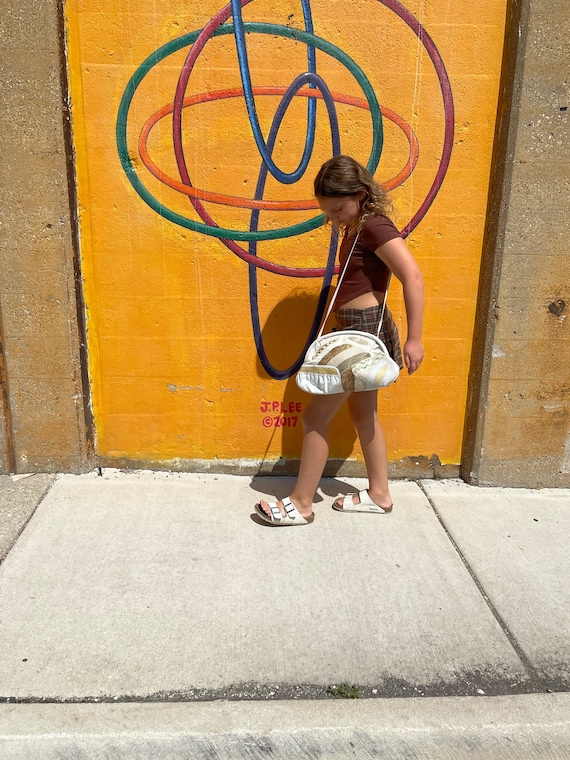 Vintage White Leather and Faux Exotic Skin Purse Handbag Chic