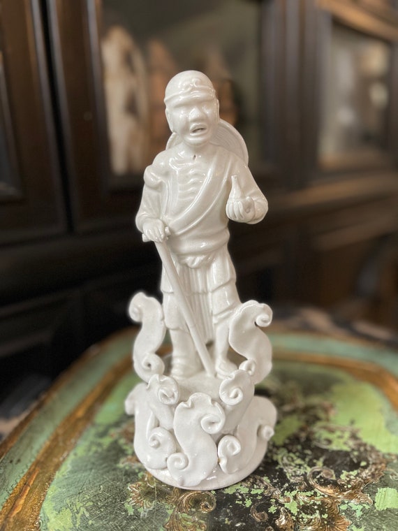 Blanc de Chine Chinese Ceramic Elder Statue Immortals Asian Decor White Glaze Pottery