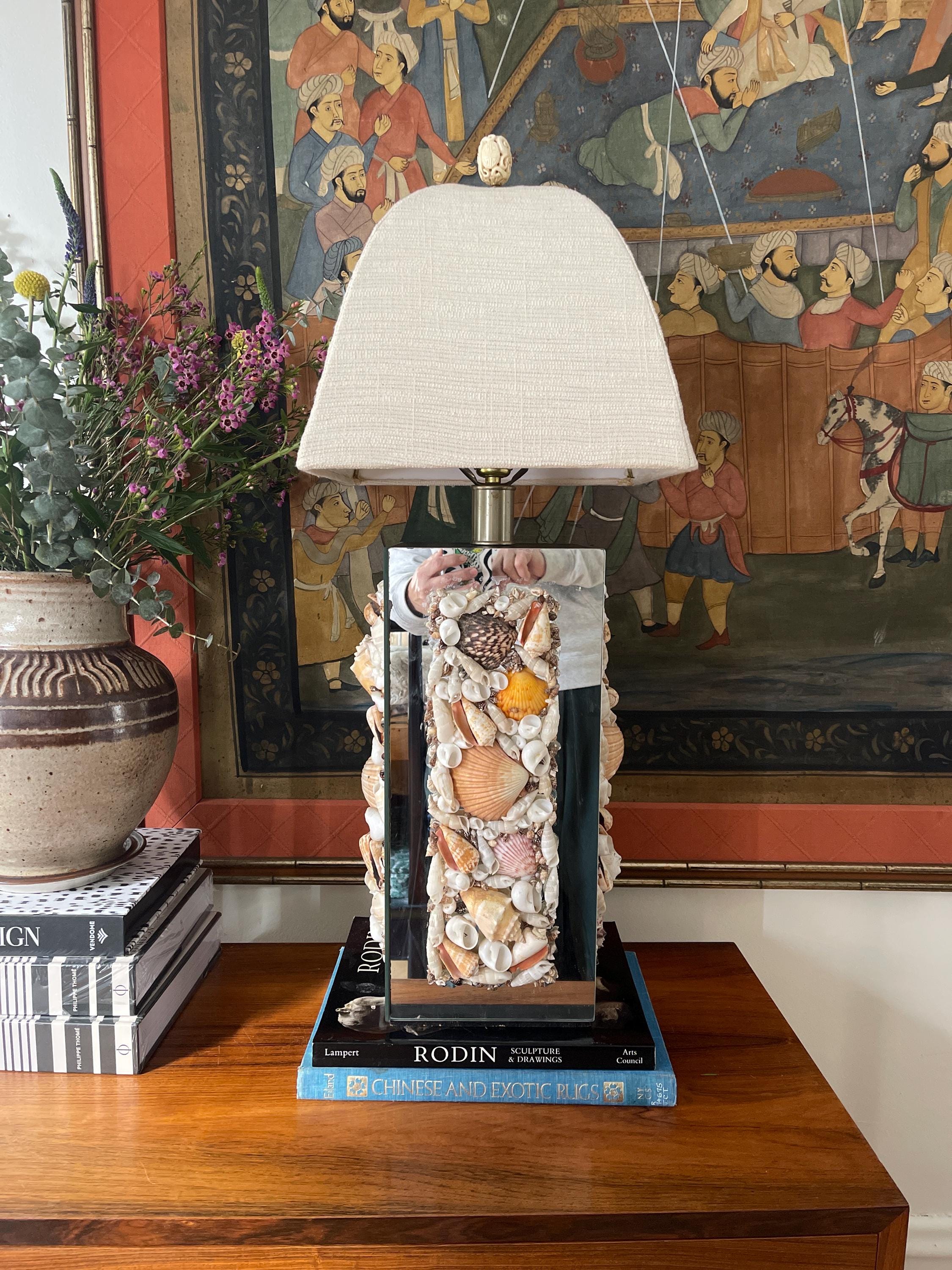Vintage Mirrored and Seashell Lamp 1970s Beachy Chic - Etsy