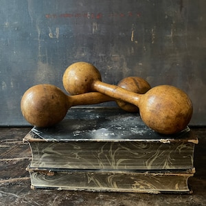 Pair of Antique Wooden Dumbells