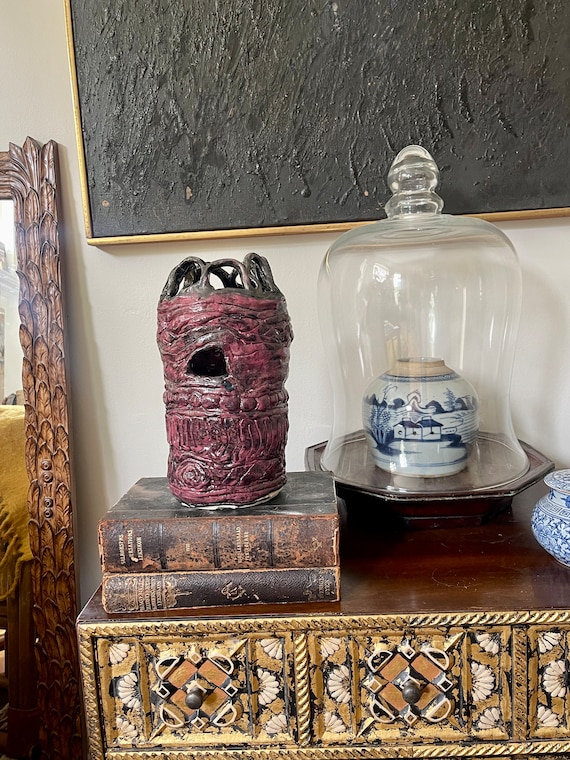 Abstract Modern Coiled Signed Pottery Vase