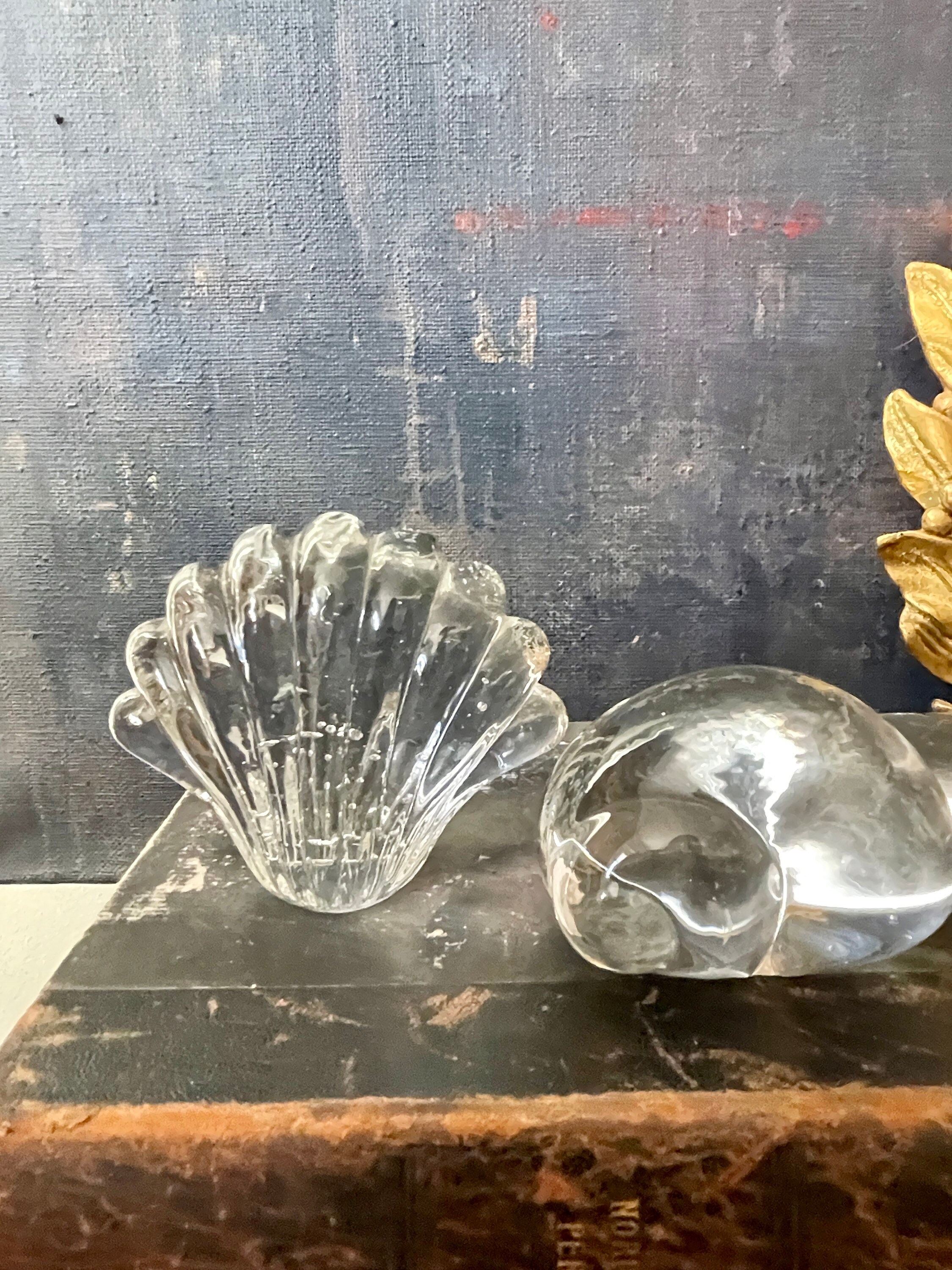 Collection of Vintage Nautical Inspired Clear Glass Art Paperweights