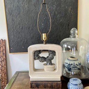 MCM crackle glaze Asian bonsai ceramic lamp