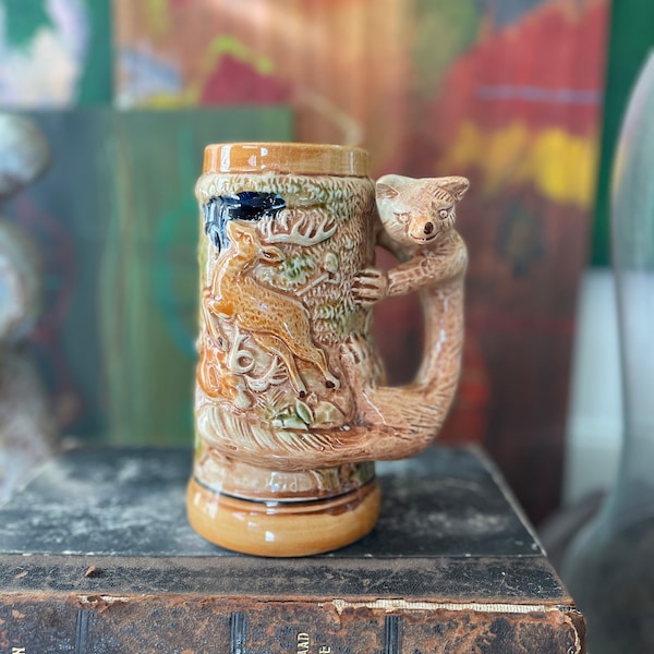 Vintage Japanese Fox Beer Stein