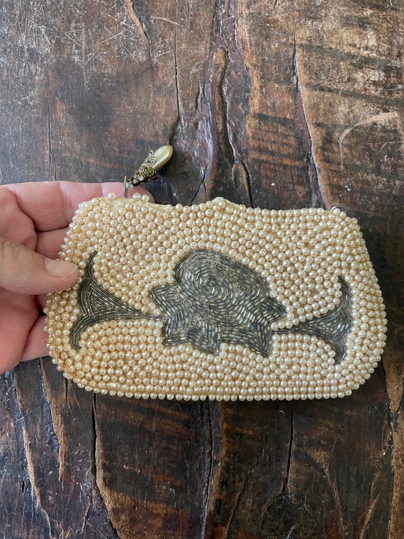 Vintage Pearl and Beaded Handbag Clutch - image 3