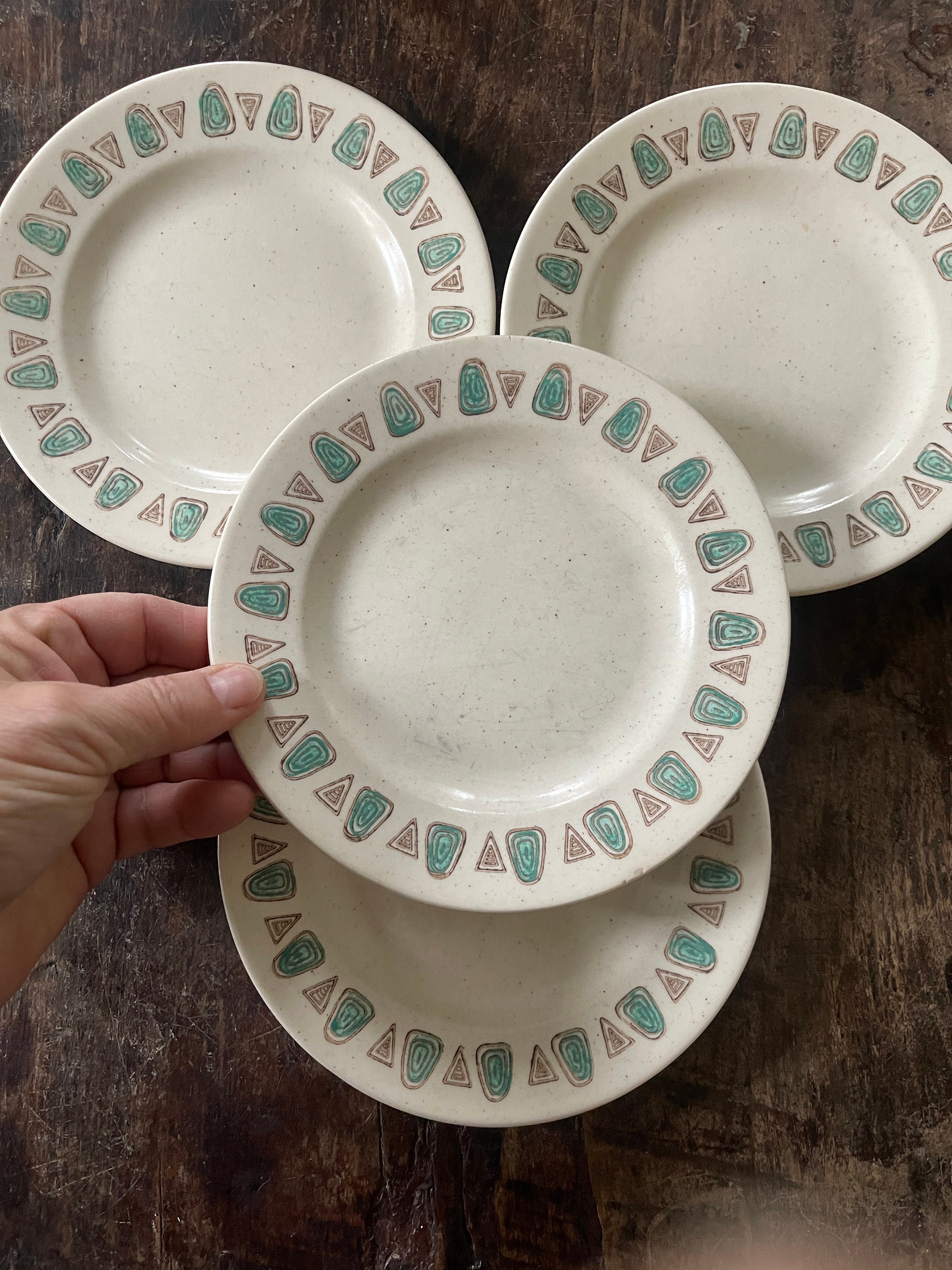 Set of Four (4) Vintage Poppytrail by Metlox in Navajo Pattern 6.5 