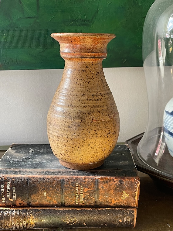 Vintage Pottery Speckled 9” Vase