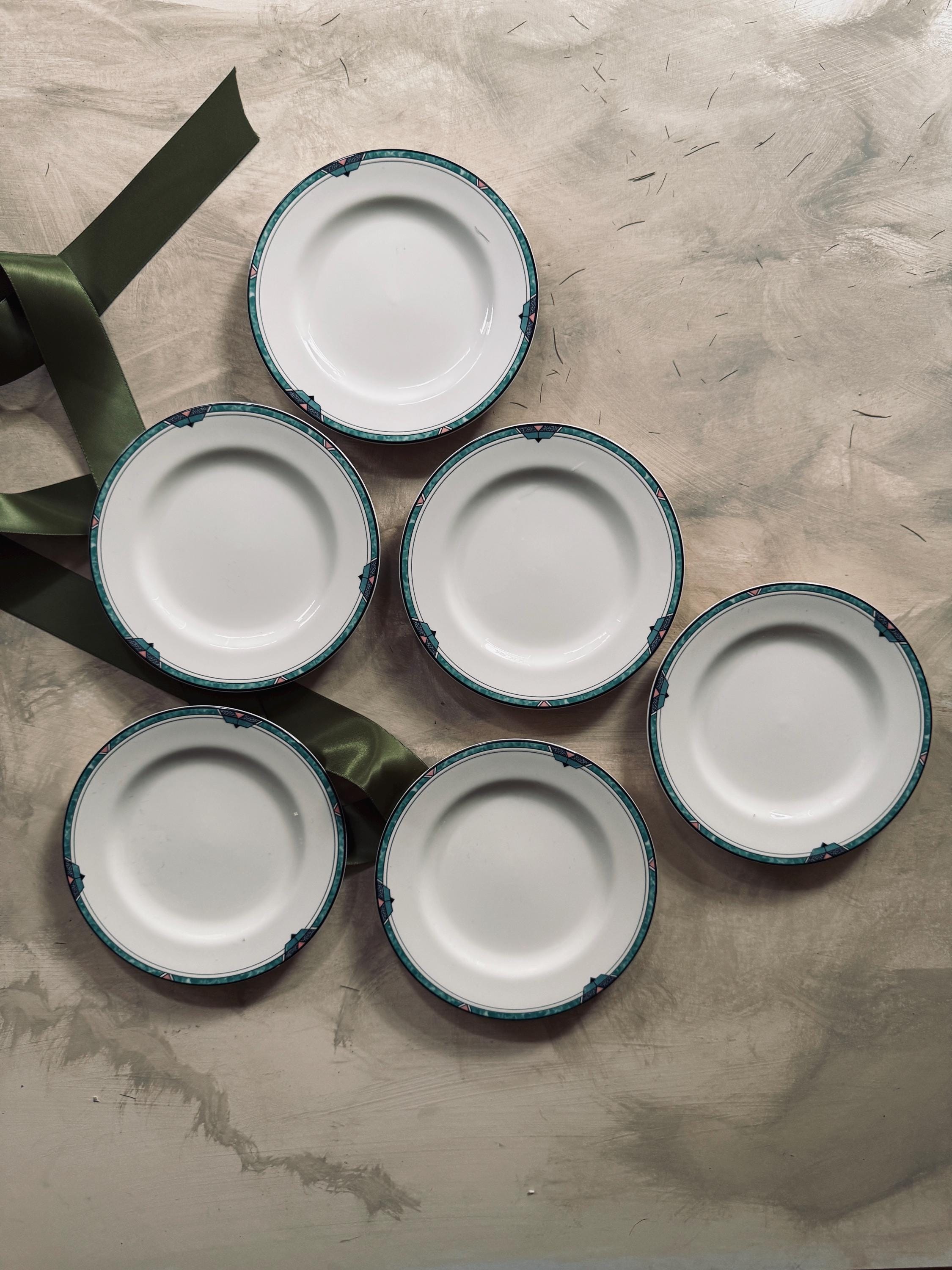 Vintage Mikasa Emerald Cove Plates (set of 6) - Art Deco Green