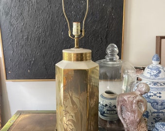 Vintage Gold und Creme Chinoiserie Lampe