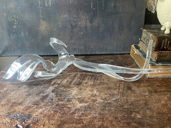 Vintage Signed Lucite Reclining Nude Sculpture