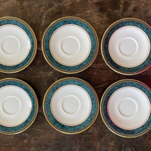 Set of Six (6) Royal Doulton Green Saucer Plates in Biltmore Pattern