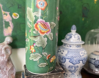 Vintage Geeen Blumen Chinoiserie Regenschirm Ständer