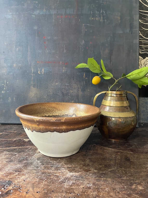 Vintage Cream and Brown McCoy Stoneware Bowl