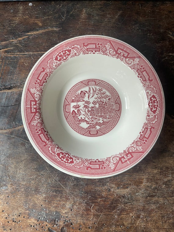 Vintage Pink and White Willow Ware by Royal China 12.25” Platter