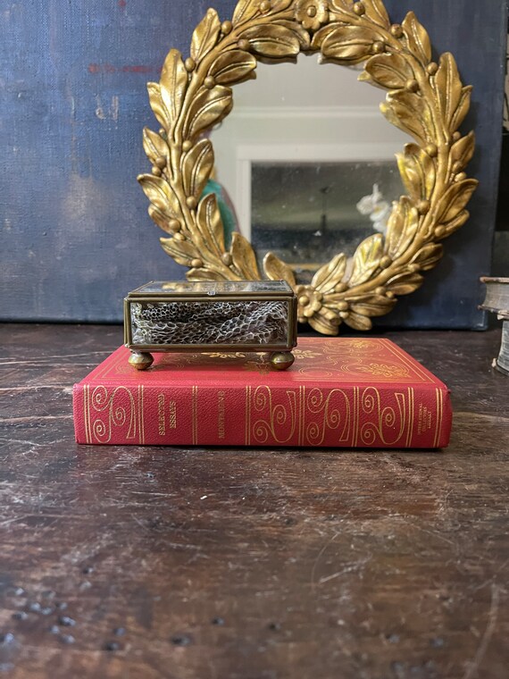 1952 Vintage Red Leather Wrapped Book Library Bookshelf Bibliophile