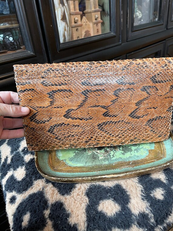 Snakeskin Handbag Clutch Natural Purse