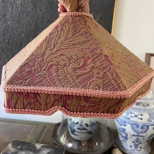 Vintage 1960er Chenille Samt Brokat Lampenschirm