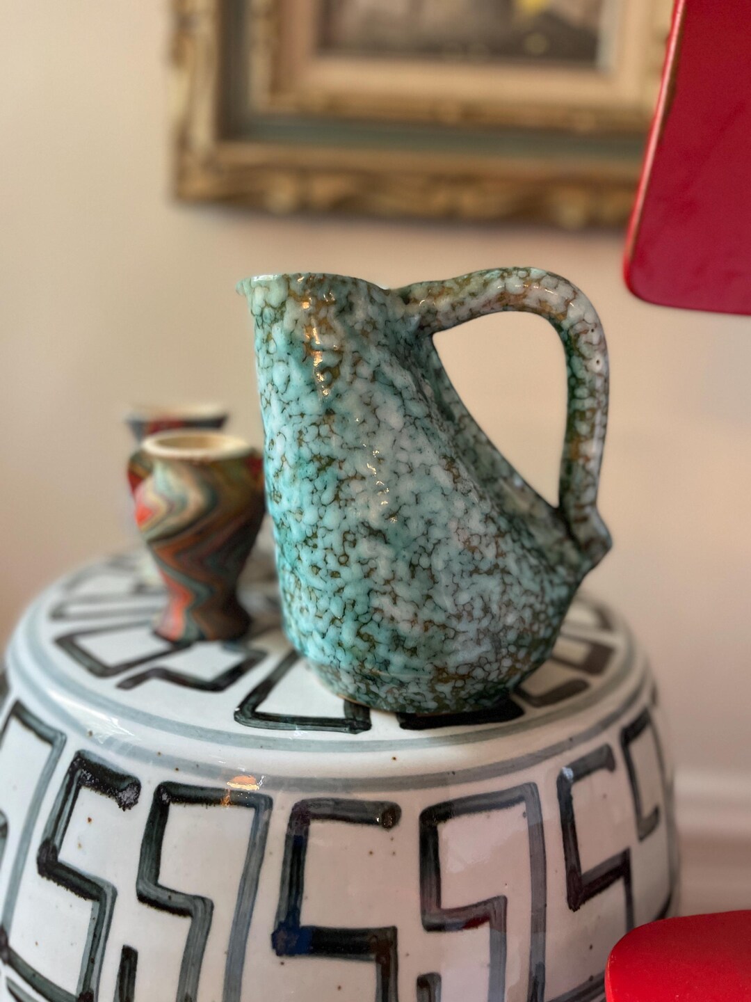MCM German Sky Blue Mottled Angular Pitcher - Etsy