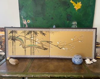 Vintage Asian Folding Wall Screen