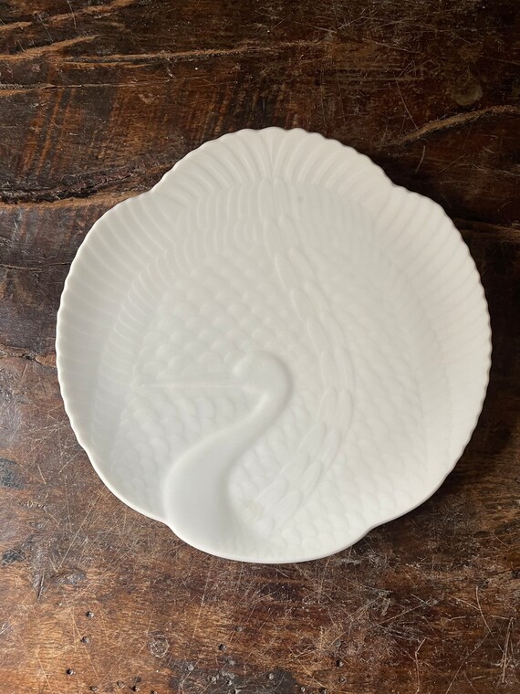 Chinoiserie Crane Blanc de Chine Compote Dish Grand Millennial Decor