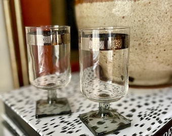Verres à whisky berlinois fumés linéaires Mid-Century - la paire
