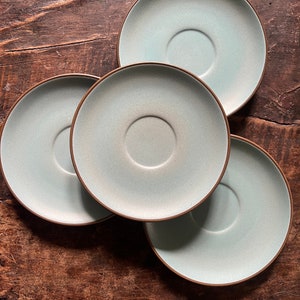Set of Four (4) Heath Ceramics Robin Egg Blue Pottery Saucer Plates