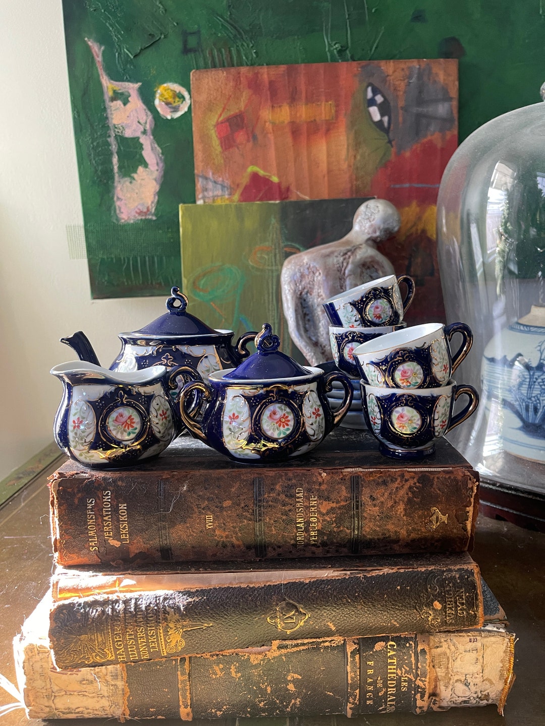 Vintage Blue Tea Set - Etsy