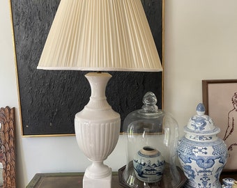 Vintage White Italian Ceramic Classic Column Lamp