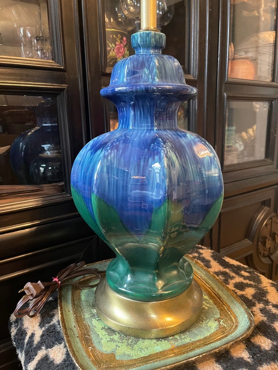 Vintage Drip Glaze Ginger Jar Table Lamp Chinoiserie Chinese Ceramic Asian Decor