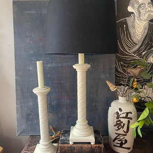 Pair of Vintage Tyndale Cream Column Buffet Lamps