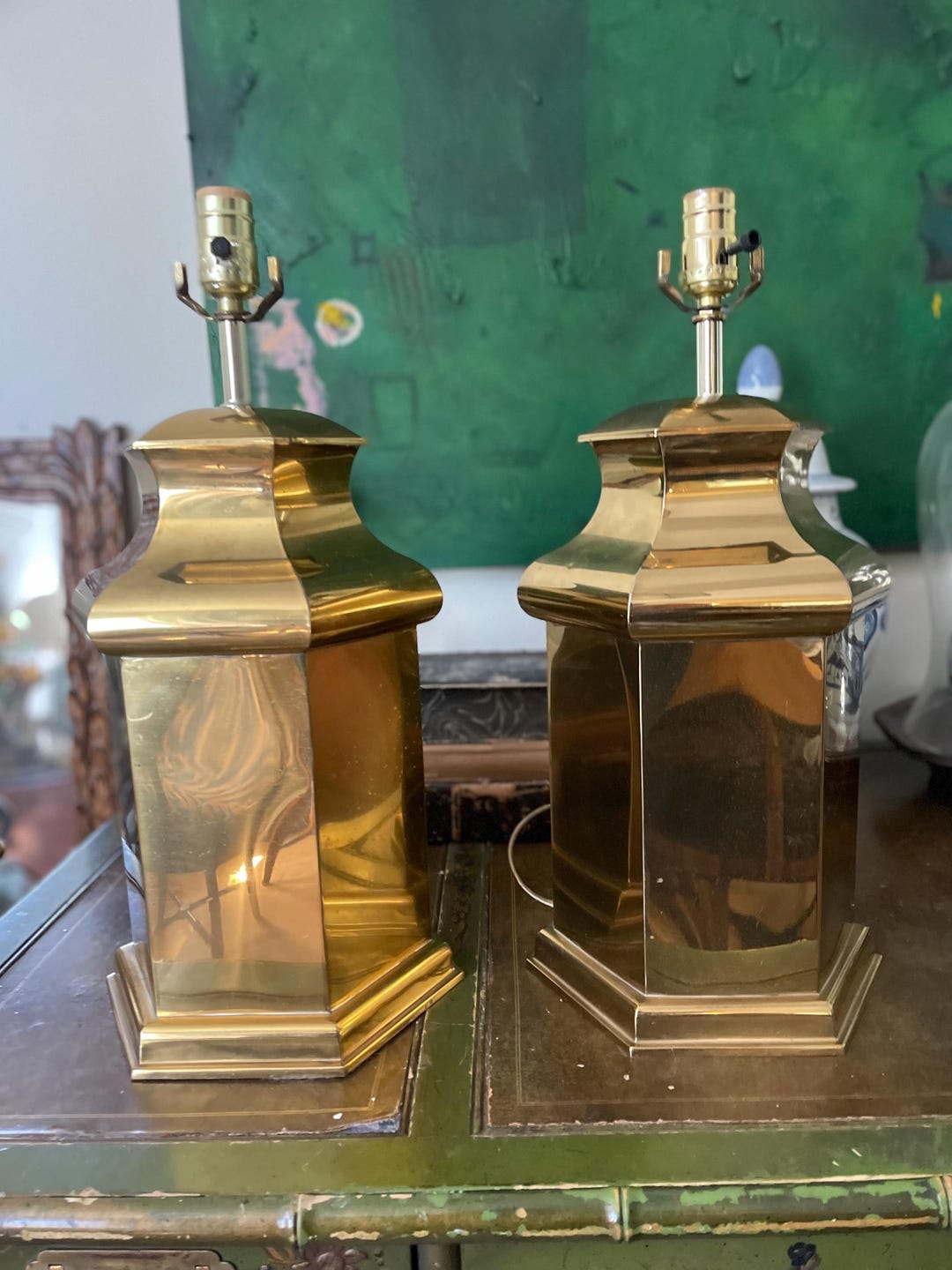 pair-of-vintage-brass-ginger-jar-lamps-etsy