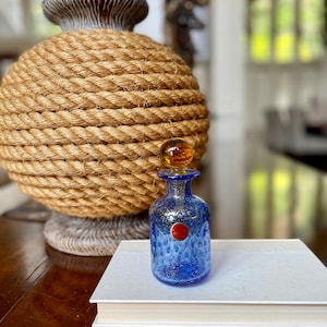 Vintage Blau Gold gesprenkelte Murano Glas Dekanter Flasche Italienische Glaskunst