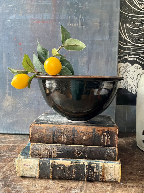 Large Black Studio Pottery Bowl